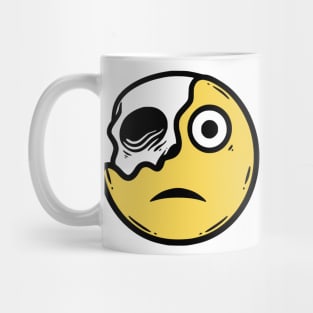 Confused Emoticon with Skull Mug